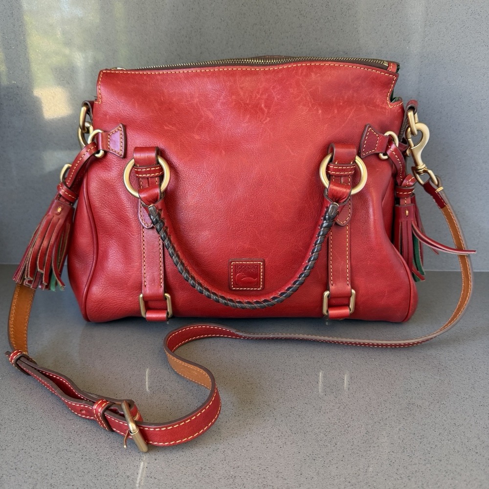Dooney & Bourke Florentine Leather LARGE Satchel Shoulder Bag RED